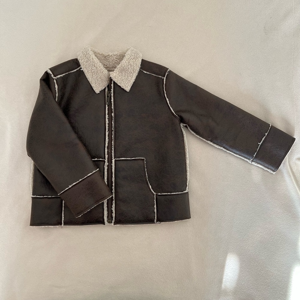 Janie & Jack boys Sherpa-lined jacket, size 2T, color dark brown